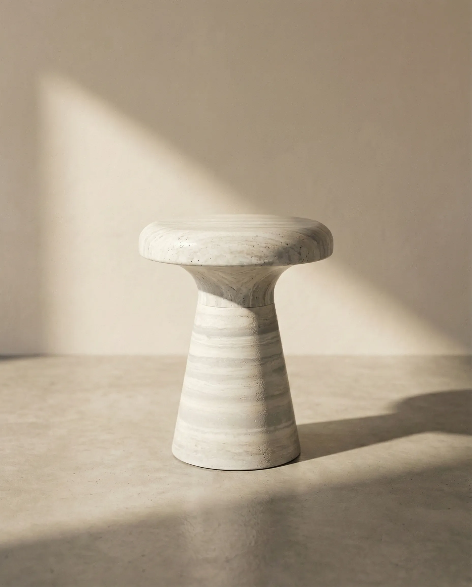 Terra side table in Silver Travertine